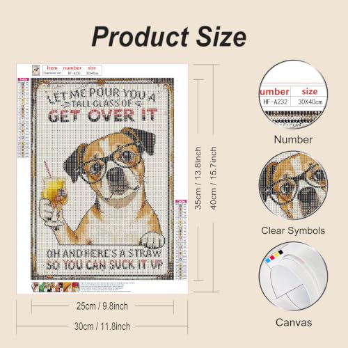 hill froeistung Dog Diamond Art Painting Kits for Adults | Glasses Diamond Art for Beginners, 5D DIY Full Drill Round Gem Art Craft Home Wall Decor Gift 12x16 inch,Animal