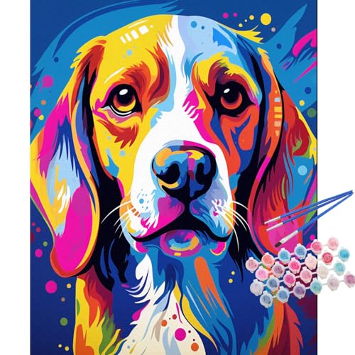 TOCARE Beagle Dog Paint by Numbers Kit for Adults Beginner, Dog Paint by Number Canvas Kit,Acrylic Adults' Paint-by-Number Kits for Dogs Lovers 16x20inch (Without Framed) - color: TC-OPC-364