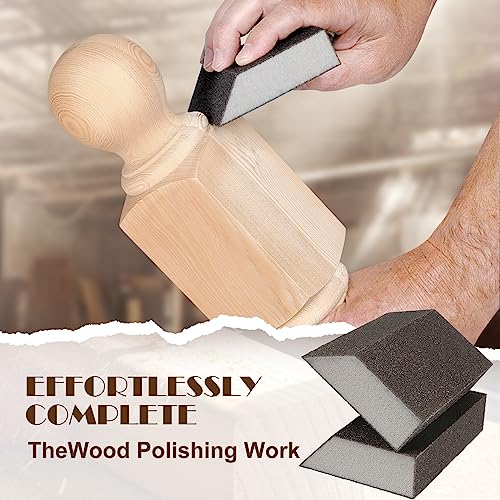 80 Grit Angled Sanding Blocks, Jamiikury Coarse Sponge Sand Block Washable and Reusable, Wet & Dry Sandpaper Block for Wood Metal Drywall and Furniture Paint - Pack of 8 - size: 80 Grits