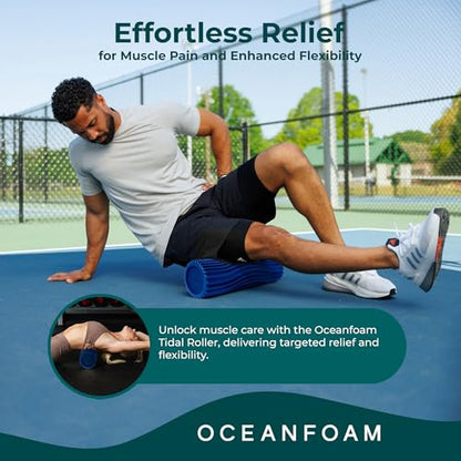 Oceanfoam Tidal Roller - Royal Blue - Muscle Massage Foam Roller for Back Pain & Stretching - Firm and Ergonomic Wide Wave Textured - Yoga, Athletics, & Wellness - Full Size, 20" x 5" - color: Royal Blue