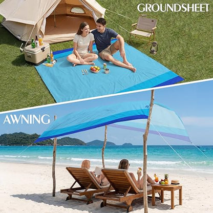 Aroveea Beach Blanket Waterproof Sandproof 78''X81''/10'X9' Oversized Mat - color: Blue, size: 78''x81''