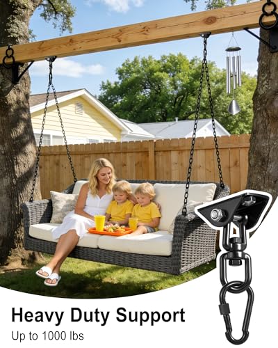 Yose Porch Swing Hanging Kit Heavy Duty 2000lbs Stainless Steel, Easy to Install Swing Hardware with Ceiling Hooks and Hammock Hooks, Complete Swing Set Accessories for Indoor Outdoor Patio Garage