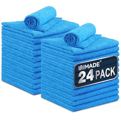 UNIMADE 극세사 클리닝 천, 24팩 재사용 가능한 극세사 타월 - color: 블루., size: 24개