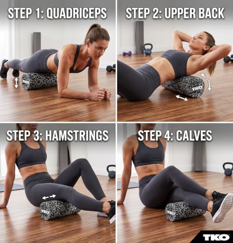 TKO 18 Inch High-Density Foam Roller | Deep Tissue Muscle Recovery & Exercise Tool | Durable Black Roller for Yoga, Pilates, Physical Therapy, and Relieving Muscle Soreness - Black/White | Exercise Tool | Durable Black Roller for Yoga, Pilates, Physical T