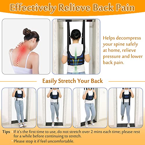 Back Stretcher, Lumbar Traction Device, Spine Decompression Belt for Pain Relief, Spinal Back Stretcher Belt, Thoracic Spinal Decompression Harness, Portable Stretching Device (Medium) - color: Blue
