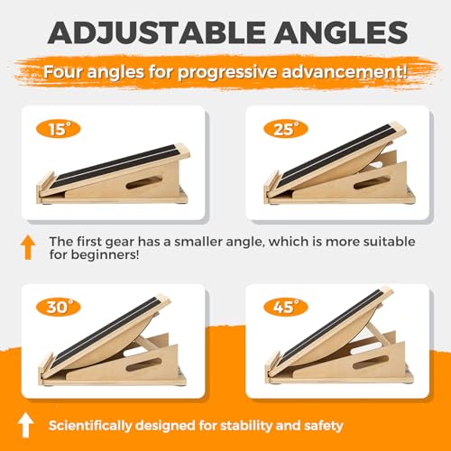 2-in-1 Wooden Balance Board and Slant Board for Adults, 15-35° Angle