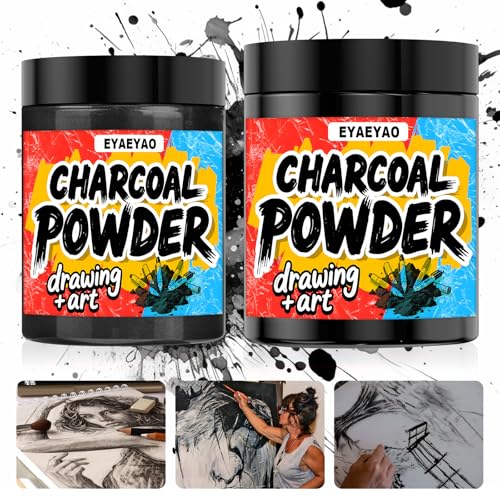 Charcoal Powder for Drawing & Art, Premium 325 Mesh (Extra Fine) – Natural Powdered Charcoal for Sketching, Calligraphy, DIY Crafts – Non-Toxic, Smooth Blend – Jar Packaging (8 oz) - size: 8 Ounce (Pack of 1)