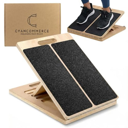 Portable Wooden Slant Board for Calf Stretching, Adjustable Calf Stretcher & Slant Board for Squats, Pilates, Physical Therapy, Rehab & Mobility Exercises, 5 Incline Levels, Lightweight & Durable