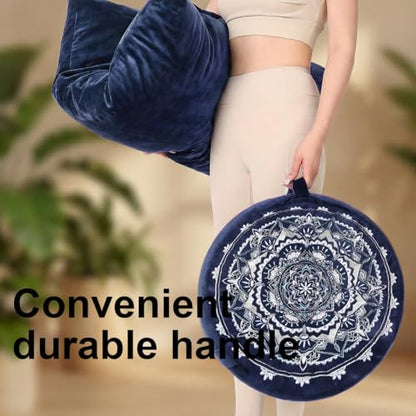Ultimate Meditation Cushion Set – 2-in-1 Zafu & Zabuton, Buckwheat & Memory Foam, Velvet Cover for Yoga & Mindfulness (Dark Blue) - color: Dark Blue