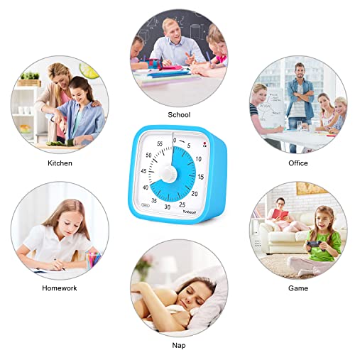 Yunbaoit Visual Timer for Kids, Silent 60-min Countdown Timer, Blue Blue - color: Blue Blue