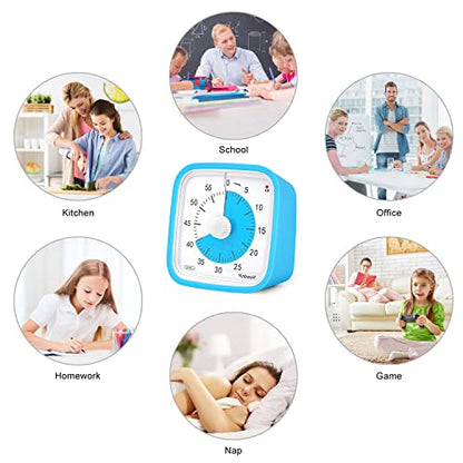 Yunbaoit Visual Timer for Kids, Silent 60-min Countdown Timer, Blue Blue - color: Blue Blue