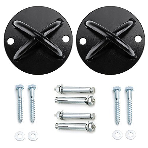 Hipiwe 2Pcs Wall Mount Bracket for Suspension Straps Ceiling Anchor Hooks | Ceiling Mount Bracket for Gymnastic Rings, Aerial Yoga Swing, Body Weight Strength Training Systems - color: Black