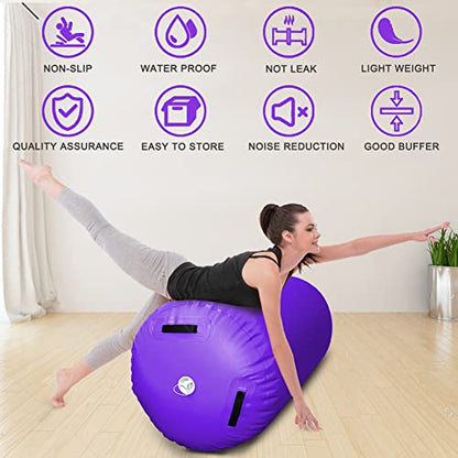 GLANT Air Mat Tumble Track AirSpot - Gymnastics Training Springboard - Round Inflatable Springboard - color: Air Roller-Purple（WIth Pump）, size: (Diam)35.4in*（H）47.3in