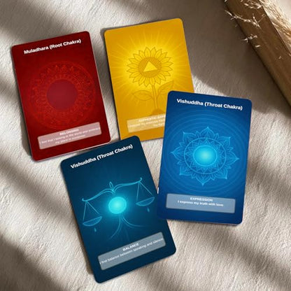 Chakra Intention Oracle Cards, 49 oracle card with meanings on them Reflection Deck for Mindfulness, Intention Setting Meditation, Seven Chakra Inspired Oracle Cards for Self-Reflection Personal Gro
