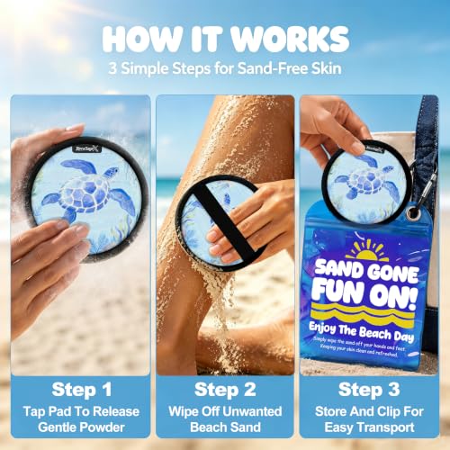 Sand Remover for Beach Towels - Soft Quick Clean Mitt for Kids & Adults | Removes Sand in Seconds,Gentle on Skin,Reusable & Washable,Beach Vacation Essential,Perfect for Beach, Pool & Camping - color: Sea Turtle B
