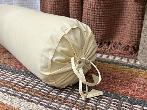 Saffron Bolster Removable Cover Cotton (Beige, 8"x24" (20 cm x 60 cm)) - color: Beige, size: 8" x 24"