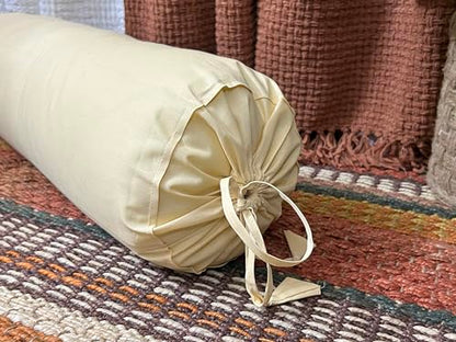 Saffron Bolster Removable Cover Cotton (Beige, 8"x24" (20 cm x 60 cm)) - color: Beige, size: 8" x 24"