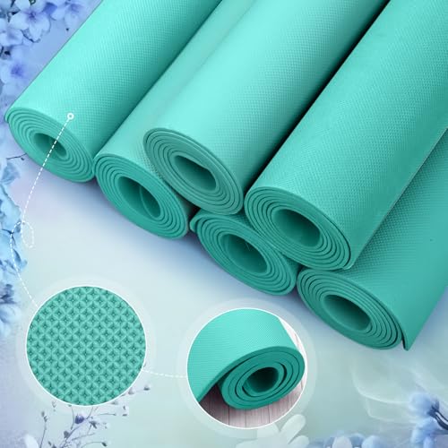 Timgle 6 Pack Yoga Mats Bulk 68x24 Inches Non Slip 4 mm Thick - color: Blue-green