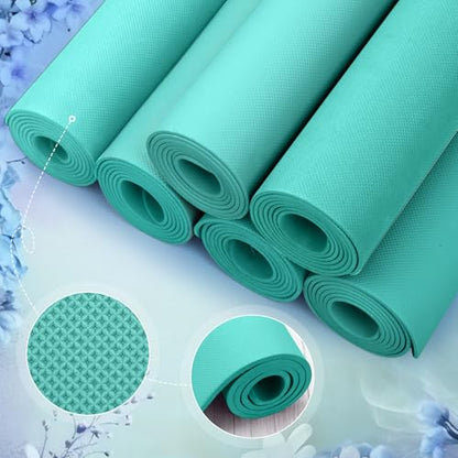Timgle 6 Pack Yoga Mats Bulk 68x24 Inches Non Slip 4 mm Thick - color: Blue-green