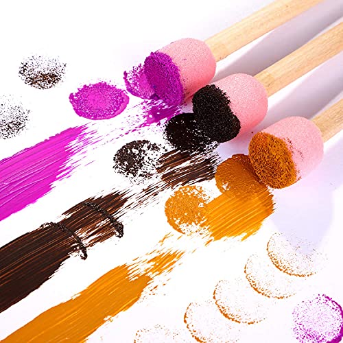 WHQXFDZ 40 Pieces 0.8 inch Round Sponge Foam Brush Set Paint Brush Wooden Handle Foam Brush Sponge Painting Tools for Painting Crafts(0.8inch) - size: 0.8inch