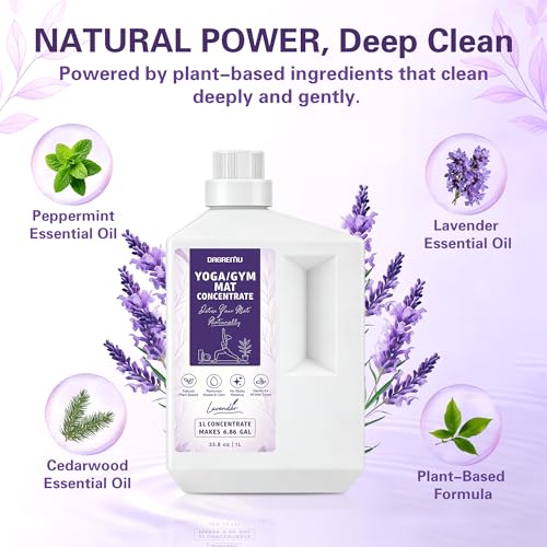 Yoga Mat Cleaner Concentrate Makes 6.86 Gal(1:25) - Removes Sweat & Odor - size: 33.8 Fl Oz (Pack of 1)