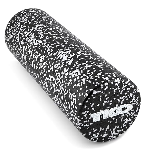 TKO 18 Inch High-Density Foam Roller | Deep Tissue Muscle Recovery & Exercise Tool | Durable Black Roller for Yoga, Pilates, Physical Therapy, and Relieving Muscle Soreness - Black/White | Exercise Tool | Durable Black Roller for Yoga, Pilates, Physical T