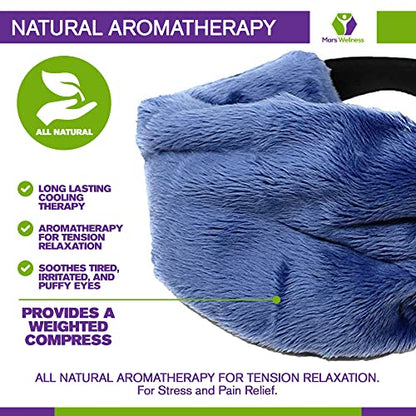 Cooling Eye Compress - Soft Blackout All Natural Aromatherapy for Tension Relaxation, Stress and Pain Relief - Wearable Tension Migraine & Headache Relief - Long Lasting Cooling Therapy - color: Blue