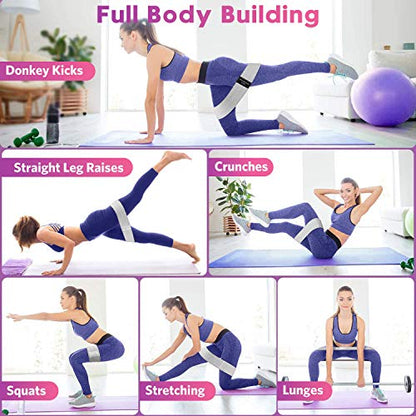 Bundle Set of 8 Resistance Bands, 5 Fabric Exercise Bands and 5 Pilates Flexbands