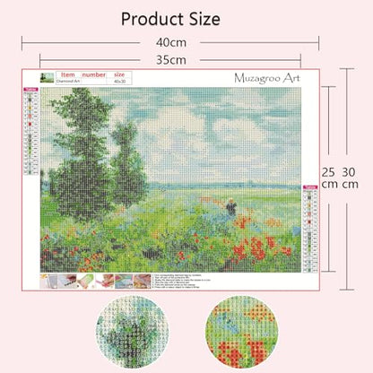 Muzagroo Art DIY Diamond Painting Kits for Adults, 5D Diamond Art Kits for Beginners Paint by Diamond, Monet Diamond Arts and Crafts for Living Room Bedroom 4 PCS Wall Art - color: 12-Monet