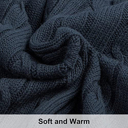 NTBAY Cotton Cable Knit Throw Blanket, 51 x 67, Navy - color: Navy, size: Throw(51"x67")