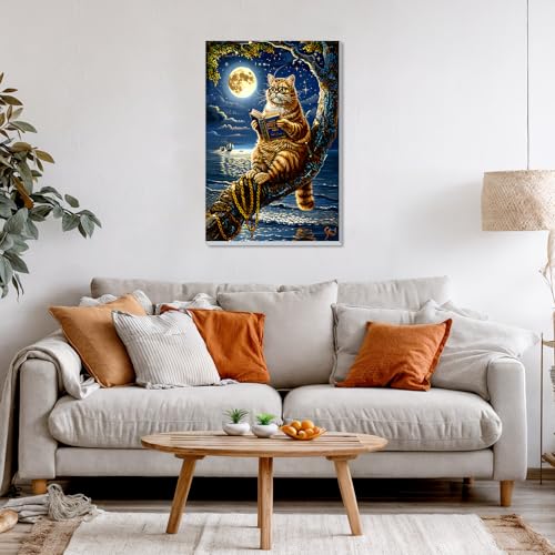 DOMROM Framed Paint by Numbers Kit for Adults, Cat DIY Paint by Number Kits on Canvas, Easy Canvas Painting by Numbers for Home Wall Decoration Gift 8x12 Inch - color: OMQ073