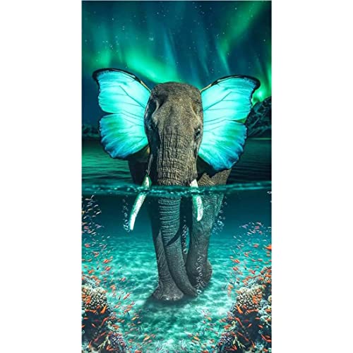 JATOK 5D Diamond Painting Kits for Adults (27.56 x 15.7 inch) DIY Large Elephant Full Round Drill Cross Stitch Embroidery Pictures Arts Paint by Number Kits Diamond Painting Kits for Home Wall Decor - color: Blue