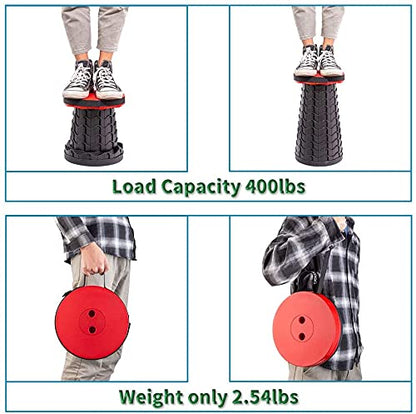 Fishboy Upgraded Collapsible Stool, 400lbs Max Weight, Lightweight But Sturdy, Portable Retractable Folding Telescoping Foldable Camping Stool for Adults Outdoor Fishing Hiking BBQ - color: Red