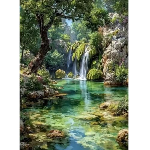 Waterfall Diamond Art Painting Kits for Adults Landscaped Art 12 x 16 inch | Waterfall Design, Includes All Tools, Beginner Friendly, Wall Art Decor, Full Drill Canvas - color: SH176