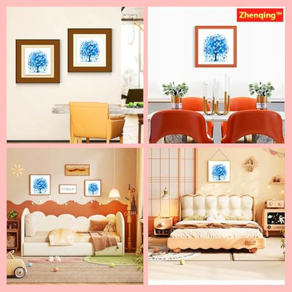 Zhenqing Blue Tree of Life Stamped Cross Stitch Kit for Beginners, 11CT Printed 11.8 x 11.8 Inch Winter Snowflake Happiness Tree Pattern with Embroidery Floss, 2 Needles and English Instructions - color: Blue Winter Tree of Life