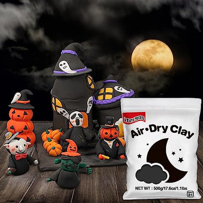 ifergoo 500g Black Air Dry Clay, 1.1LBS DIY Creative Modeling Clay for Kids | Refill Foam Magic Clay for School Art & Craft Project, Slime Supplies, Ultra-light & Soft, Gift for Age 3-12 Boys & Girls - color: Black/500g