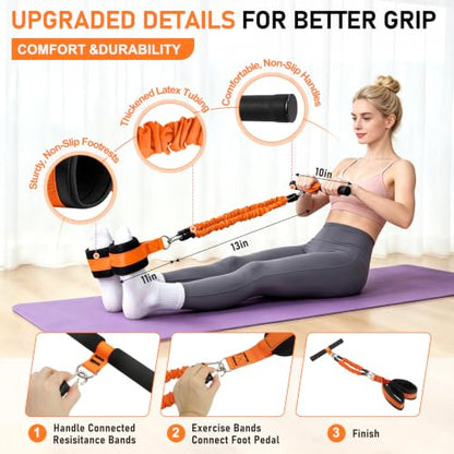 Multifunctional Pedal Resistance Band with Handles for Women Men - color: Orange
