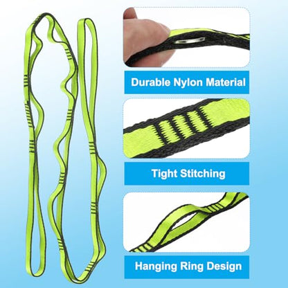 PATIKIL Daisy Chain Straps, Strong Climbing Strap Adjustable Nylon Chain Sling with Loops for Aerial Yoga Hammock Swing - color: Green, size: 59 Inch