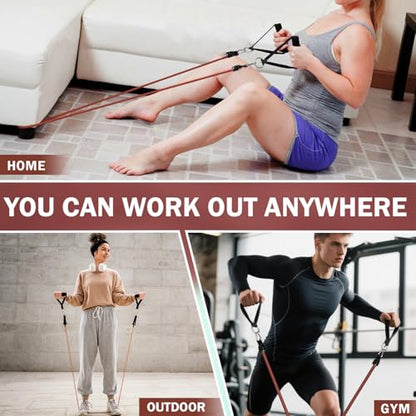 WHATAFIT Resistance Bands with Handles, 5-Level Exercise Bands for Workout - color: Orange Red