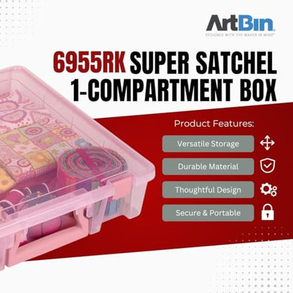 ArtBin 6955RK Super Satchel 1-Compartment Box, Art & Craft Organizer, 1-Pack, Translucent Blush - color: Blush