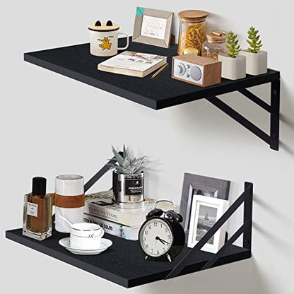 Tectocker-DOU 2 Pc Deep Floating Wall Shelves, Heavy Duty, 16x12, Black - color: Black, size: 16W×12D