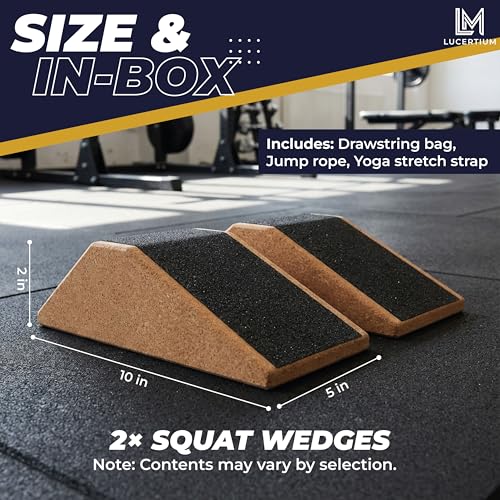 Squat Wedge Block Set 2 PCS with Bands, Jump Rope & Carry Bag