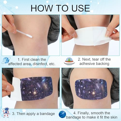 Geiserailie Large Flexible Fabric Bandages 2x4 Waterproof,Starry Sky | Cushioned Pad Protects Wounds and Cuts, Latex Free Bandages for Sensitive Skin, Stays Secure During Daily Activities - style: Starry Sky