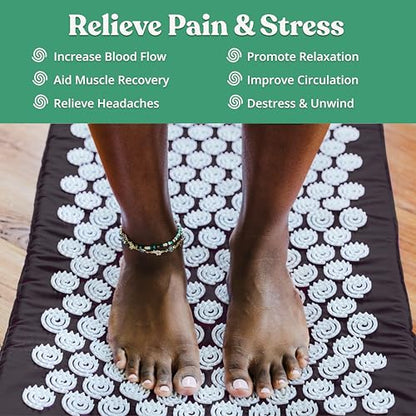 Spirol Acupressure Mat and Pillow Set for Back, Neck and Shoulder Pain Relief, with Flexible Acupressure Spikes, Includes Carry Bag (Onyx) - color: Onyx