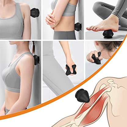 AOT Mountable Massage Ball with Suction Cup, Manual Back Massager Kit for Myofascial Release and Muscle Knot Remover Black - style: Black