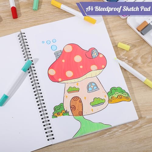 8.3×11.7In Marker Paper Pad, 50 Sheets Bleed-Resistant Paper, Spiral Bound | 120gsm Acid-Free Drawing Paper, Tear-Off Pages, Lays Flat, for Alcohol Markers, Pens, Sketching & Crayon - size: 8.3×11.7 Inch (1 Pack)