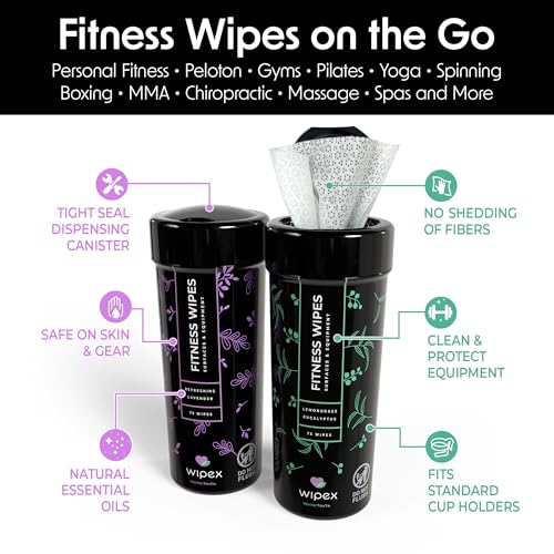 Wipex Fitness Equipment Wipes | Clean Gym Equipment, Yoga Mats, Peloton Bike Cleaner, Exercise Machine Wipes | Lemongrass, Eucalyptus, 75 Ct Canister - size: 75 Count (Pack of 1)