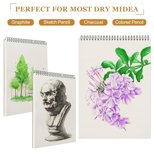 DagouColor Drawing Paper for Kids, 9"x12" Sketch Book - White, 2 Pack | 50 Sheets Double-Sided Papers, Spiral-Bound Smooth Drawing Pad for Beginning Artists Boys Girls