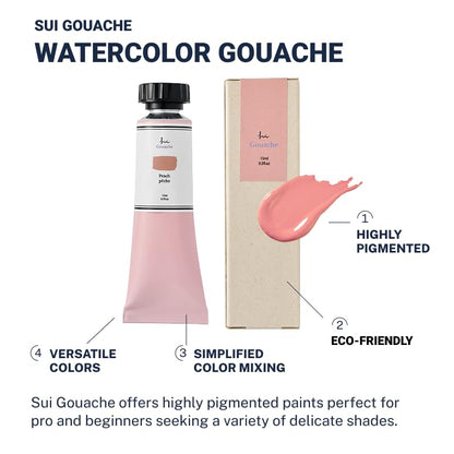 Paint Set(15ml/2Tubes) - Watercolor Gouache | Pastel Rose,Blush | Easy Mixing |Watercolor Paints for Beginners, Artists, Acuarelas - color: Pompadour Pink, Peach