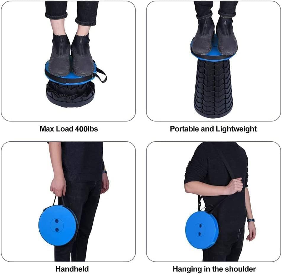 Fishboy Collapsible Stool for Adults, Portable Folding Camping Seat, 400lbs - color: Blue